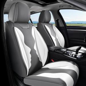 imageCoverado Car Seat Covers Full Set Seat Covers for Cars Front Seat Covers and Back Seat Cover Waterproof Leather Automotive Seat Cover Universal Car Interior Protectors Cushion for Most CarsGrayWhite