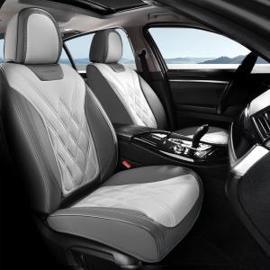 imageCoverado Car Seat Covers Full Set Seat Covers for Cars Front Seat Covers and Back Seat Cover Waterproof Leather Automotive Seat Cover Universal Car Interior Protectors Cushion for Most CarsLightGray