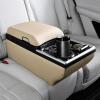 imageCoverado Universal Car Center Console with Wireless Charging ampamp Cup Holder Back Seat Organizers Rear Bench Seat Central Armrest Box with Storage for Most Vehicles Easy Install GrayBeige