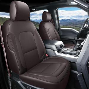 imageCoverado Car Seat Covers Full Set Red F150 Seat Cover for Ford Leather Seat Covers for Cars f150 Accessories Automotive Seat Covers Fit for 20152024 F150 and 20172024 F250 F350 F450Brown