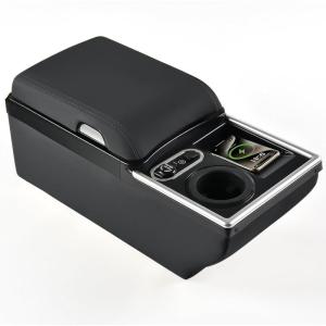imageCoverado Universal Car Center Console with Wireless Charging ampamp Cup Holder Back Seat Organizers Rear Bench Seat Central Armrest Box with Storage for Most Vehicles Easy Install GrayBlack