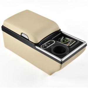 imageCoverado Universal Car Center Console with Wireless Charging ampamp Cup Holder Back Seat Organizers Rear Bench Seat Central Armrest Box with Storage for Most Vehicles Easy Install GrayBeige