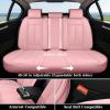imageCoverado Rear Seat Covers for Cars Waterproof Back Car Seat Cover Pink Backseat Cover Seat Back Protector for Kids 3Pieces Faux Leather Car Seat Cushion Universal Fit for Most CarsPink