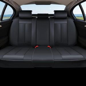 imageCoverado Rear Seat Covers for Cars Waterproof Back Car Seat Cover Pink Backseat Cover Seat Back Protector for Kids 3Pieces Faux Leather Car Seat Cushion Universal Fit for Most CarsBlack