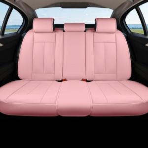 imageCoverado Rear Seat Covers for Cars Waterproof Back Car Seat Cover Pink Backseat Cover Seat Back Protector for Kids 3Pieces Faux Leather Car Seat Cushion Universal Fit for Most CarsPink