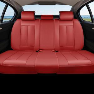 imageCoverado Rear Seat Covers for Cars Waterproof Back Car Seat Cover Pink Backseat Cover Seat Back Protector for Kids 3Pieces Faux Leather Car Seat Cushion Universal Fit for Most CarsRed
