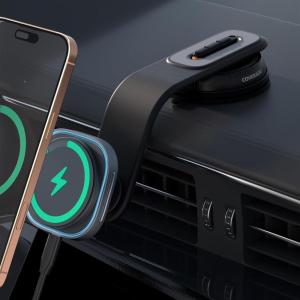 imageCoverado for QI2 15W Magsafe Car Mount Charger Wireless Car Charger Phone Holder for Car with Adjustable Aluminum Alloy Arm Magnetic Phone Holder Suction Cup Mount for iPhone 16151413Magsafe Car Mount Charger
