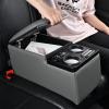 imageCoverado Car Center Console Universal Rear Bench Seat Consoles Truck Seat Organizer and Storage Back Seat Car Organizer with Cup Holder Central Armrest Box Regular BlackGray