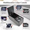 imageCoverado Car Center Console Universal Rear Bench Seat Consoles Truck Seat Organizer and Storage Back Seat Car Organizer with Cup Holder Central Armrest Box Regular BlackGray