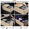 imageCoverado Car Center Console Universal Rear Bench Seat Consoles Truck Seat Organizer and Storage Back Seat Car Organizer with Cup Holder Central Armrest Box Regular BlackBeige