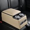 imageCoverado Car Center Console Universal Rear Bench Seat Consoles Truck Seat Organizer and Storage Back Seat Car Organizer with Cup Holder Central Armrest Box Regular BlackBeige