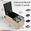 imageCoverado Car Center Console Universal Rear Bench Seat Consoles Truck Seat Organizer and Storage Back Seat Car Organizer with Cup Holder Central Armrest Box Regular BlackBeige