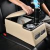 imageCoverado Car Center Console Universal Rear Bench Seat Consoles Truck Seat Organizer and Storage Back Seat Car Organizer with Cup Holder Central Armrest Box Regular BlackBeige