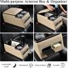 imageCoverado Car Center Console Universal Rear Bench Seat Consoles Truck Seat Organizer and Storage Back Seat Car Organizer with Cup Holder Central Armrest Box Regular BlackBeige