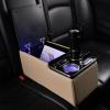 imageCoverado Car Center Console Universal Rear Bench Seat Consoles Truck Seat Organizer and Storage Back Seat Car Organizer with Cup Holder Central Armrest Box Regular BlackBeige