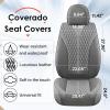 imageCoverado Front Seat Covers Waterproof Seat Covers 2 Pack Nappa Leather Car Seat Covers Black Seat Covers for Cars Automotive Seat Covers Universal Car Seat Protector Fit for Most Cars BlackampampRedGray