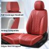 imageCoverado Front Seat Covers Waterproof Seat Covers 2 Pack Nappa Leather Car Seat Covers Black Seat Covers for Cars Automotive Seat Covers Universal Car Seat Protector Fit for Most Cars BlackampampRedRed