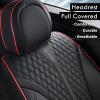 imageCoverado Front Seat Covers Waterproof Seat Covers 2 Pack Nappa Leather Car Seat Covers Black Seat Covers for Cars Automotive Seat Covers Universal Car Seat Protector Fit for Most Cars BlackampampRedBlackRed