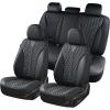 imageCoverado Front Seat Covers Waterproof Seat Covers 2 Pack Nappa Leather Car Seat Covers Black Seat Covers for Cars Automotive Seat Covers Universal Car Seat Protector Fit for Most Cars BlackampampRedABlack