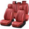 imageCoverado Front Seat Covers Waterproof Seat Covers 2 Pack Nappa Leather Car Seat Covers Black Seat Covers for Cars Automotive Seat Covers Universal Car Seat Protector Fit for Most Cars BlackampampRedRed