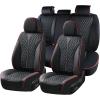 imageCoverado Front Seat Covers Waterproof Seat Covers 2 Pack Nappa Leather Car Seat Covers Black Seat Covers for Cars Automotive Seat Covers Universal Car Seat Protector Fit for Most Cars BlackampampRedBlackRed