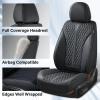 imageCoverado Front Seat Covers Waterproof Seat Covers 2 Pack Nappa Leather Car Seat Covers Black Seat Covers for Cars Automotive Seat Covers Universal Car Seat Protector Fit for Most Cars BlackampampRedABlack