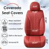 imageCoverado Front Seat Covers Waterproof Seat Covers 2 Pack Nappa Leather Car Seat Covers Black Seat Covers for Cars Automotive Seat Covers Universal Car Seat Protector Fit for Most Cars BlackampampRedRed