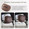 imageCoverado Leather Car Headrest Pillow Car Neck Pillow with Adjustable Strap Head Support Rest Driver Relax Head Muscles Relieve Driving Fatigue Breathable ampamp Removable Cover GrayCoffee