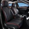 imageCoverado Front Seat Covers Waterproof Seat Covers 2 Pack Nappa Leather Car Seat Covers Black Seat Covers for Cars Automotive Seat Covers Universal Car Seat Protector Fit for Most Cars BlackampampRedBlackRed