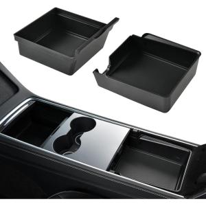 imageCoverado Center Console Organizer Tray 2PCS armrest Storage Boxes Compatible for Tesla Model Y 20202024 Central armrest Box Armrest Hidden Cubby Drawer Storage Box Model Y Interior Car AccessoriesModle YCenter