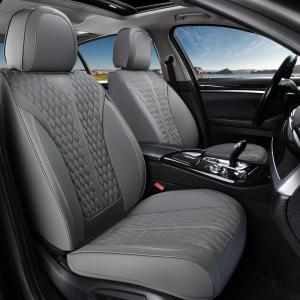 imageCoverado Front Seat Covers Waterproof Seat Covers 2 Pack Nappa Leather Car Seat Covers Black Seat Covers for Cars Automotive Seat Covers Universal Car Seat Protector Fit for Most Cars BlackampampRedGray