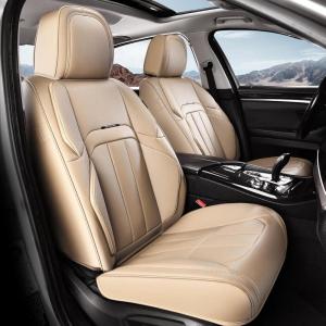 imageCoverado Car Seat Cover Cover for Cars Full Seat Premium Leather Universal Fit Waterproof Seat Protectors Car Seat Cushion NonSlip for Most CarsBlackBeige