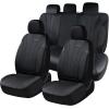 imageCoverado Car Seat Covers Leather Seat Covers Full Set Luxury Car Seat Protectors Grey Driver Seat Covers 5 Seats Universal Fit for Most VehiclesBlack