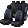 imageCoverado Car Seat Covers Leather Seat Covers Full Set Luxury Car Seat Protectors Grey Driver Seat Covers 5 Seats Universal Fit for Most VehiclesBuleBlack