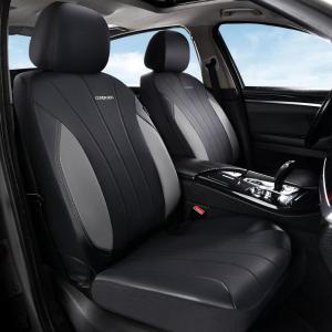 imageCoverado Car Seat Covers Leather Seat Covers Full Set Luxury Car Seat Protectors Grey Driver Seat Covers 5 Seats Universal Fit for Most VehiclesGrayBlack