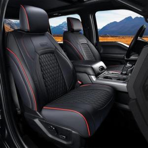 imageCoverado Seat Covers for Jeep Wrangler Waterproof Leather Car Front Seat Cover for Truck Pickup Full Coverage Car Seat Cushion Protector Custom Fit for 20132017 Jeep Wrangler 2Door4DoorBlackRed line