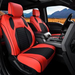 imageCoverado Seat Covers for Jeep Wrangler Waterproof Leather Car Front Seat Cover for Truck Pickup Full Coverage Car Seat Cushion Protector Custom Fit for 20132017 Jeep Wrangler 2Door4DoorBlackRed