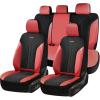 imageCoverado Automotive Seat Covers Full Set Luxury Car Seat Covers Leather Seat Covers Mesh Design Pink Driver Seat Protectors Universal Fit for SUVs Trucks SedansRedBlack