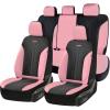 imageCoverado Automotive Seat Covers Full Set Luxury Car Seat Covers Leather Seat Covers Mesh Design Pink Driver Seat Protectors Universal Fit for SUVs Trucks SedansPinkBlack