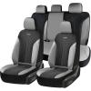 imageCoverado Automotive Seat Covers Full Set Luxury Car Seat Covers Leather Seat Covers Mesh Design Pink Driver Seat Protectors Universal Fit for SUVs Trucks SedansGrayBlack