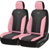 imageCoverado Automotive Seat Covers Full Set Luxury Car Seat Covers Leather Seat Covers Mesh Design Pink Driver Seat Protectors Universal Fit for SUVs Trucks SedansPinkBlack
