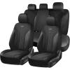 imageCoverado Automotive Seat Covers Full Set Luxury Car Seat Covers Leather Seat Covers Mesh Design Pink Driver Seat Protectors Universal Fit for SUVs Trucks SedansBlack