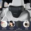 imageCoverado Car Headrest Pillow Ergonomic Memory Foam Car Neck Pillow for Driving Seat with Adjustable Strap Soft PU Leather Breathable Removable Cover Neck Support for Neck Pain ReliefBk