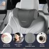 imageCoverado Car Headrest Pillow Ergonomic Memory Foam Car Neck Pillow for Driving Seat with Adjustable Strap Soft PU Leather Breathable Removable Cover Neck Support for Neck Pain ReliefGray