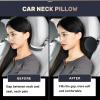 imageCoverado Car Headrest Pillow Ergonomic Memory Foam Car Neck Pillow for Driving Seat with Adjustable Strap Soft PU Leather Breathable Removable Cover Neck Support for Neck Pain ReliefBk