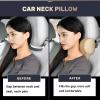 imageCoverado Car Headrest Pillow Ergonomic Memory Foam Car Neck Pillow for Driving Seat with Adjustable Strap Soft PU Leather Breathable Removable Cover Neck Support for Neck Pain ReliefBeige