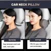 imageCoverado Car Headrest Pillow Ergonomic Memory Foam Car Neck Pillow for Driving Seat with Adjustable Strap Soft PU Leather Breathable Removable Cover Neck Support for Neck Pain ReliefGray