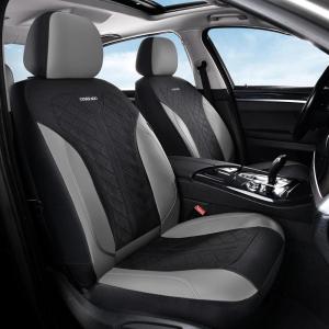 imageCoverado Automotive Seat Covers Full Set Luxury Car Seat Covers Leather Seat Covers Mesh Design Pink Driver Seat Protectors Universal Fit for SUVs Trucks SedansGrayBlack