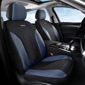 imageCoverado Automotive Seat Covers Full Set Luxury Car Seat Covers Leather Seat Covers Mesh Design Pink Driver Seat Protectors Universal Fit for SUVs Trucks SedansBuleBlack