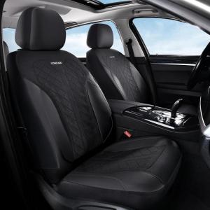 imageCoverado Automotive Seat Covers Full Set Luxury Car Seat Covers Leather Seat Covers Mesh Design Pink Driver Seat Protectors Universal Fit for SUVs Trucks SedansBlack